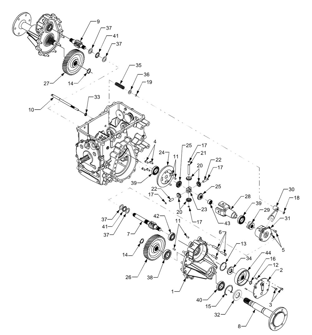 Differnetial And Final Drive Diagram and Parts List for 7304 54AD741100-54AT741100-54BD741100-54BT741100 Cub Cadet Lawn Tractor